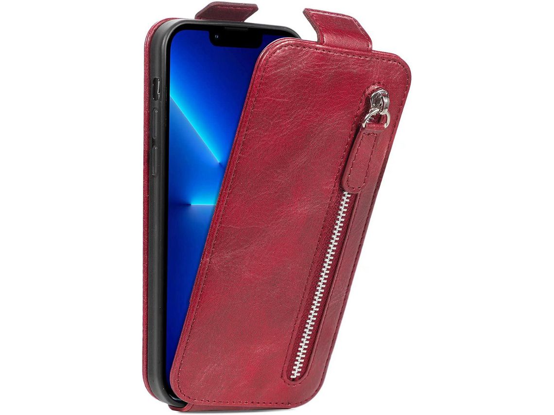 Capa Fólio para Realme C21Y/C25Y HONGWE. com Porta-Cartões Vermelho