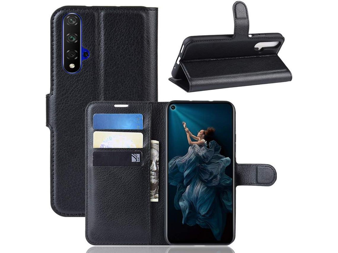 Capa Fólio para Huawei Nova 5 HONGWE. Silicone Anti-Choque Preto