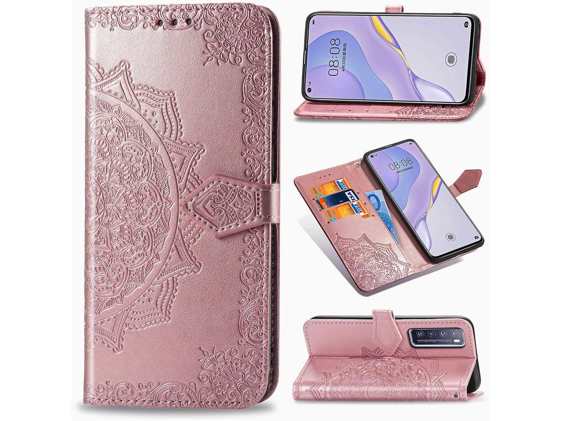 Capa Fólio para Huawei Nova Pro HONGWE. Pele Premium Castanho