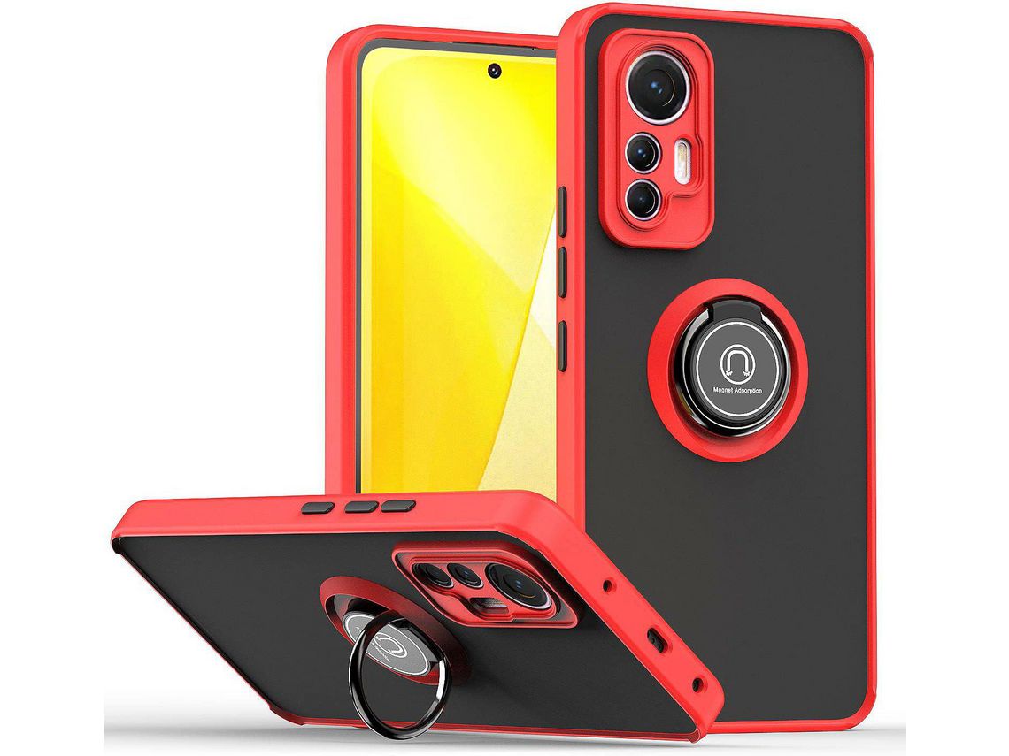 Capa para Xiaomi 12 Lite HONGWE. Anti-Choque com Anel de Suporte Vermelho