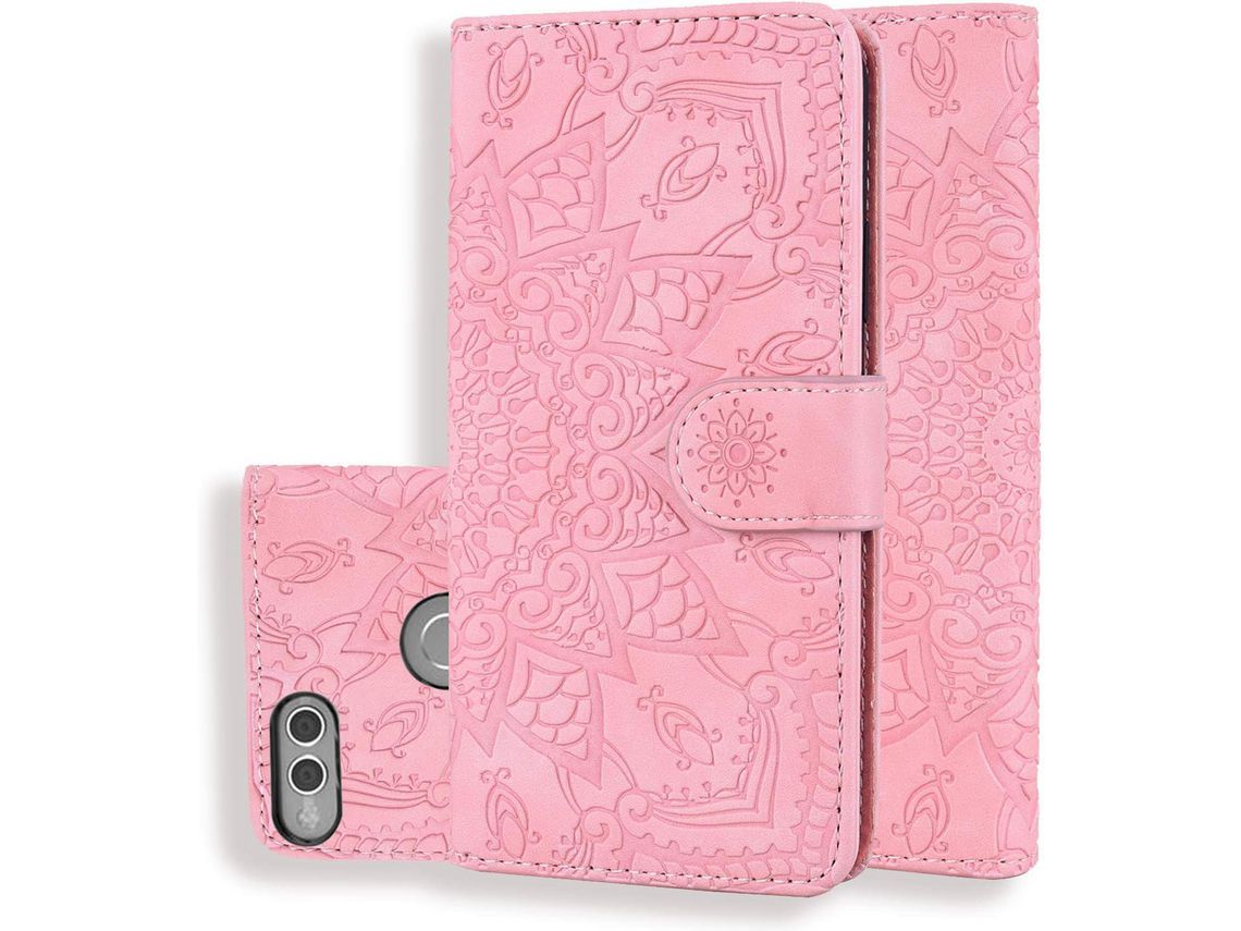 Capa Fólio para Honor, Huawei Honor 7X, Honor Pro HONGWE. Magnética com Porta-Cartões Castanho