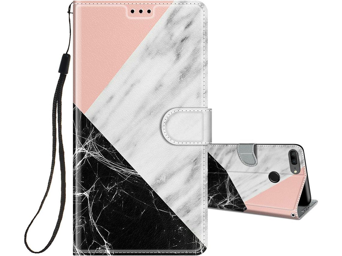 Capa Fólio para Honor, Huawei Honor Lite, Honor 9 Lite HONGWE. com Porta-Cartões Castanho