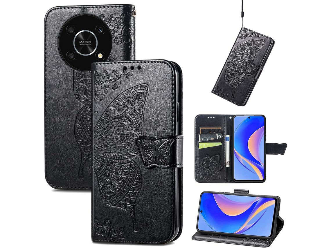 Capa Fólio para Huawei Nova HONGWE. Anti-Choque com Porta-Cartões Castanho