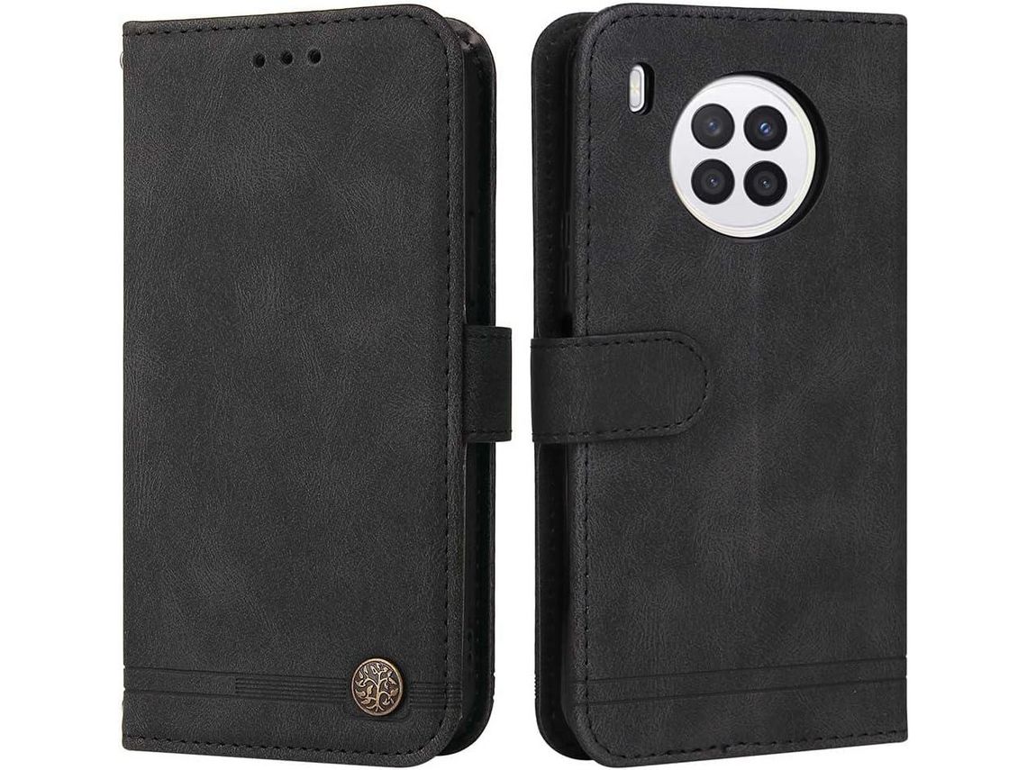 Capa Fólio para Honor, Huawei Nova 8I, Nova 5 Lite Ultra, Honor 50 Lite HONGWE. com Porta-Cartões Castanho