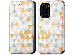 Capa Fólio para Xiaomi Poco F3, Mi 11I, Poco Ultra HONGWE. com Porta-Cartões Castanho