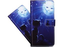 Capa Fólio para Samsung Galaxy A73 5G HONGWE. Pele Sintética Anti-Choque Magnética com Porta-Cartões Castanho
