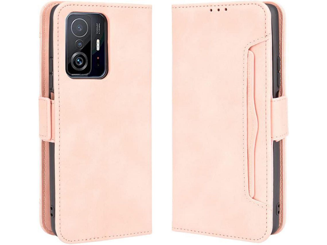 Capa Fólio para Xiaomi 11T HONGWE. Pele Sintética Premium Castanho