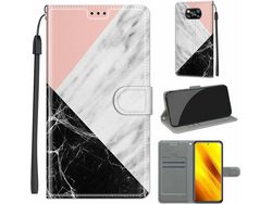 Capa para Xiaomi Poco X3, Poco X3 Pro HONGWE. Pele Sintética Magnética Premium Castanho