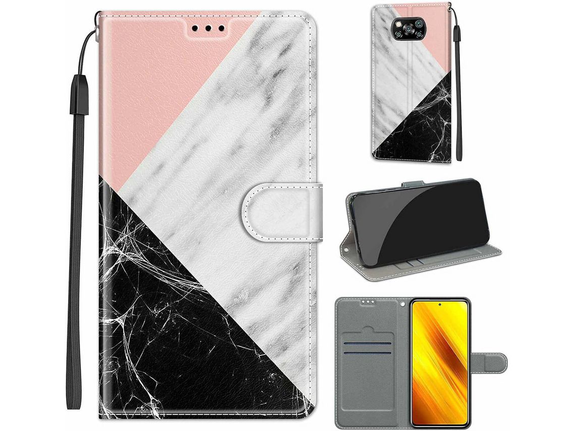 Capa para Xiaomi Poco X3, Poco X3 Pro HONGWE. Pele Sintética Magnética Premium Castanho