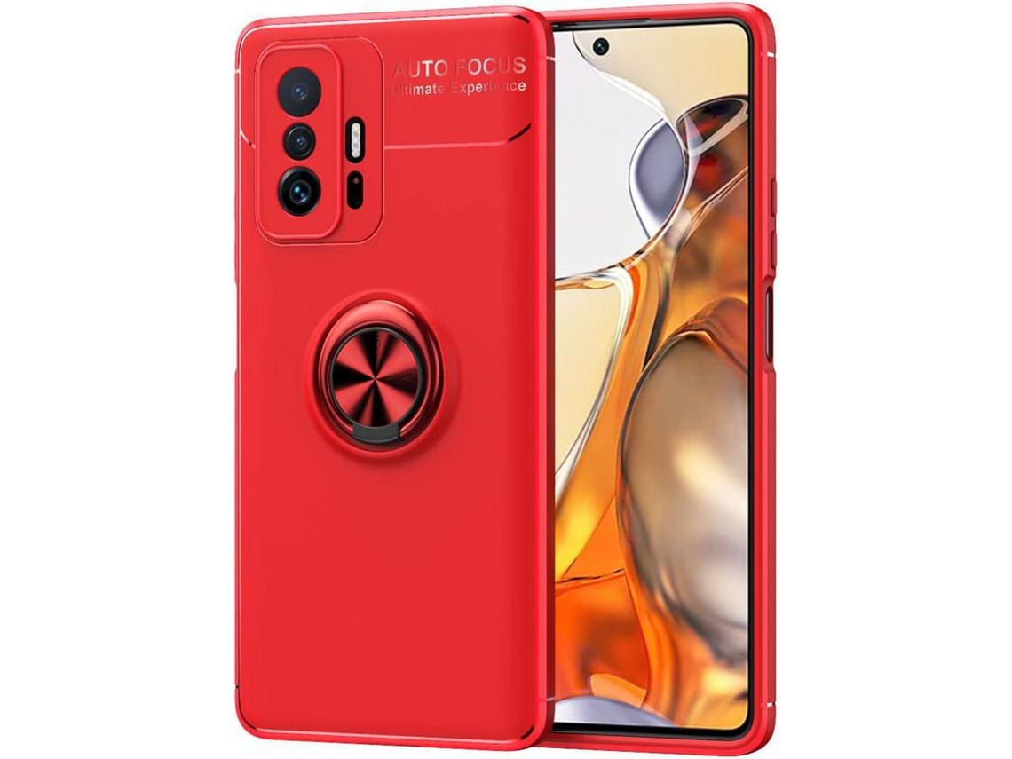 Capa para Xiaomi 11T HONGWE. com Anel de Suporte Prateado