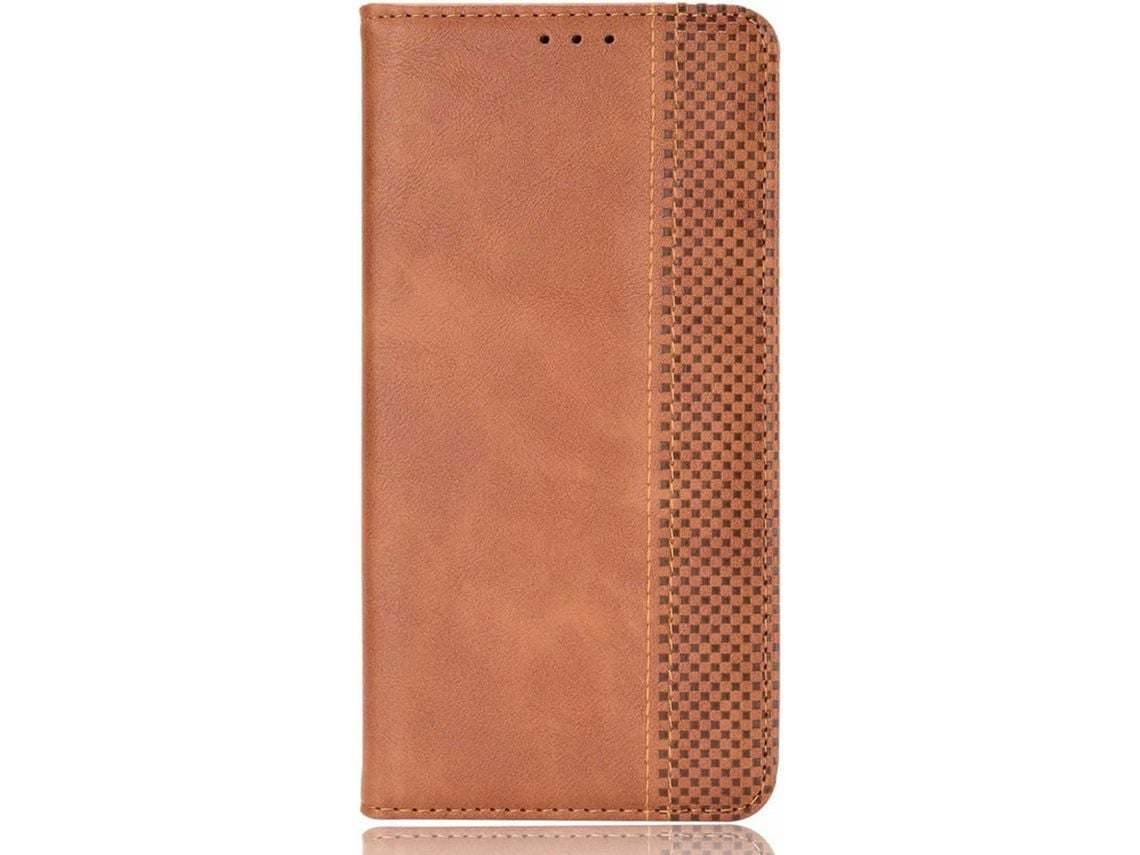 Capa Fólio para Realme C21Y/Realme C25Y HONGWE. Pele Sintética Anti-Choque Magnética Retro