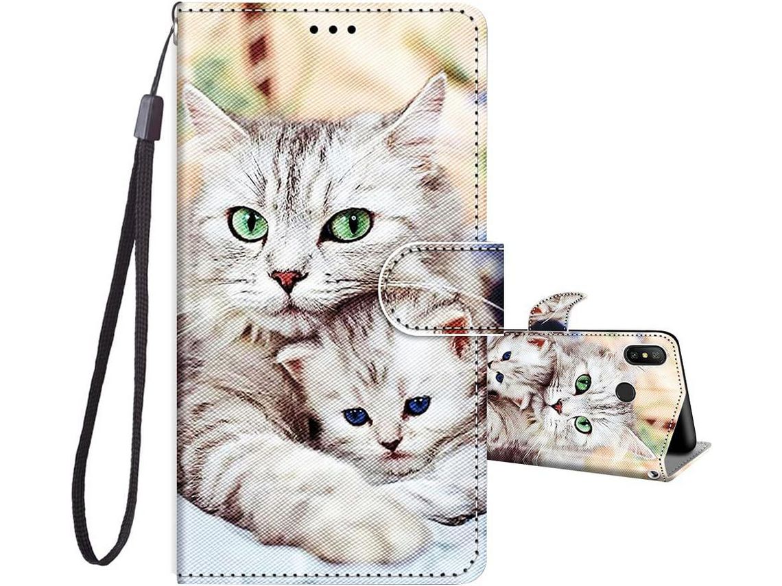 Capa Fólio para Xiaomi Redmi 6 Pro, Mi A2 Lite, Redmi 6, Redmi A2 Lite Pro Pad HONGWE. Pele Sintética com Porta-Cartões Multicor