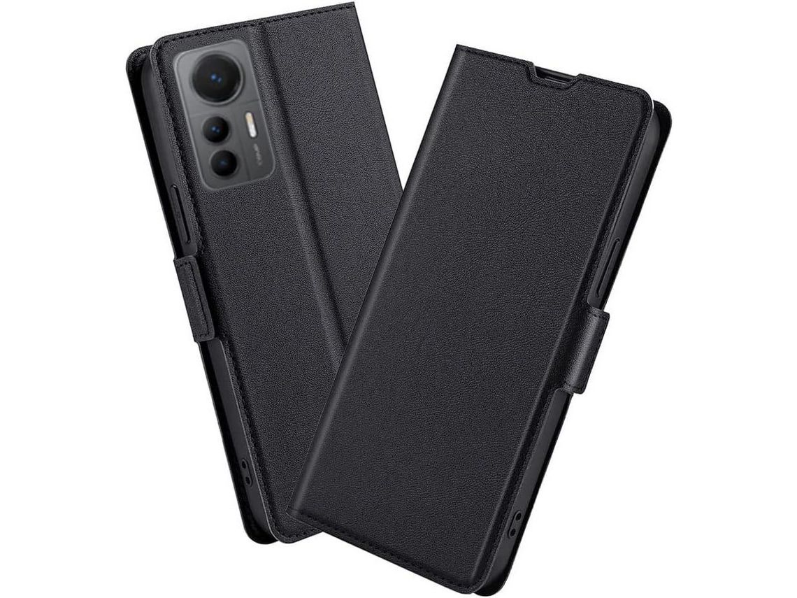 Capa Fólio para Xiaomi 12 Lite HONGWE. Pele Sintética Anti-Choque Magnética Castanho