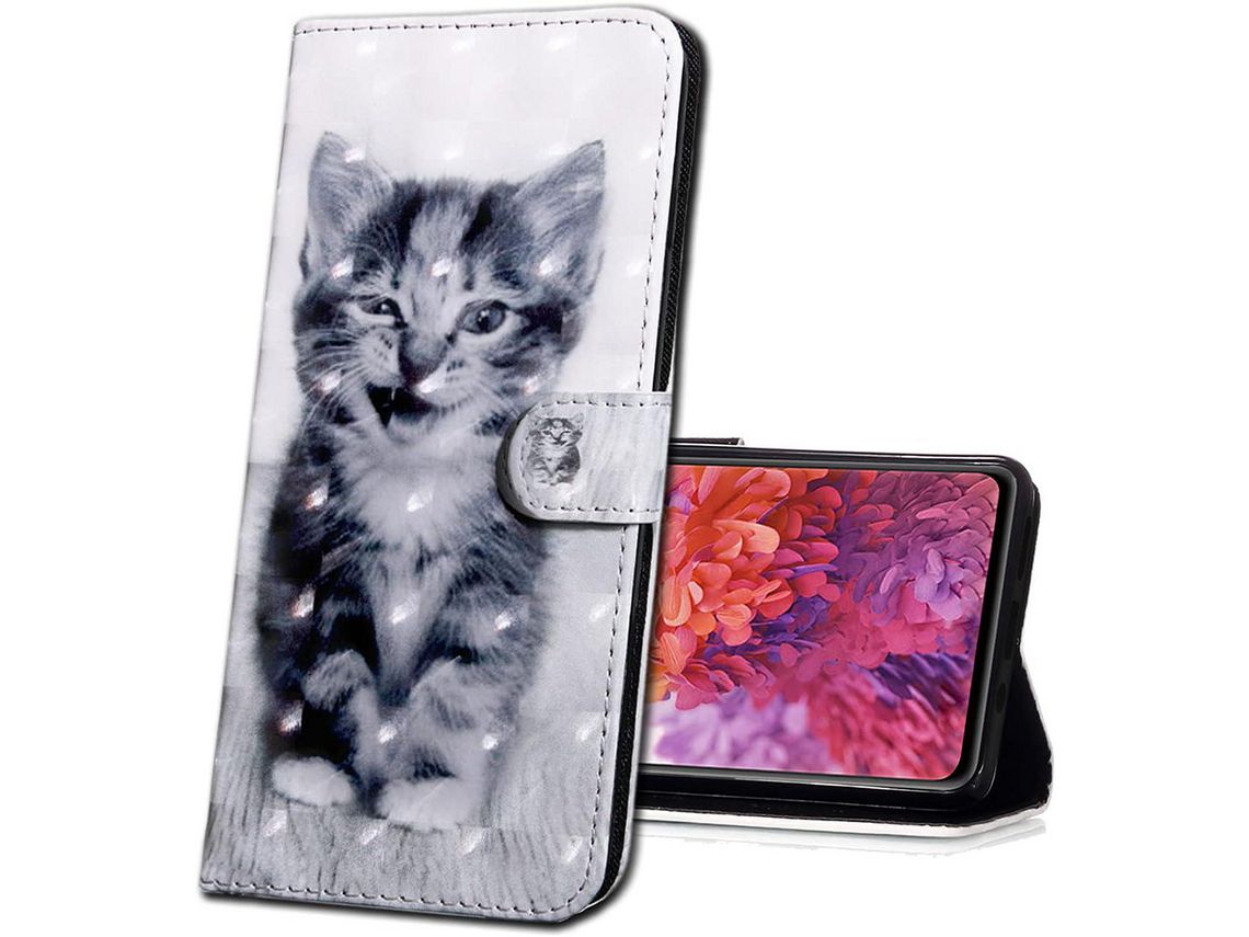 Capa para Xiaomi Mi A3, Mi A3 3D HONGWE. Magnética com Porta-Cartões Castanho