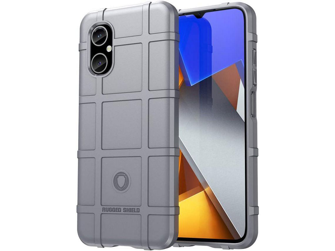 Capa para Xiaomi Poco M4 5G, Poco 5G HONGWE. Pele Sintética Anti-Choque Cinzento
