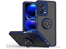 Capa para Xiaomi Poco X5 Pro 5G HONGWE. Textura Macia Magnética com Anel de Suporte Azul