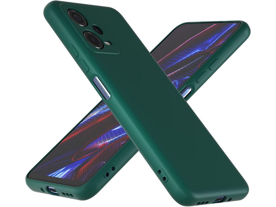Capa para Xiaomi Poco X5 5G HONGWE. Pele Sintética Textura Macia Anti-Choque Verde