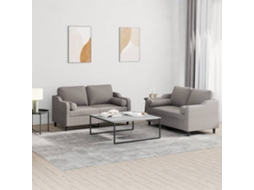 Vidaxl 2 Pcs Conjunto De Sofás Com Almofadas Tecido Cinza-acastanhado