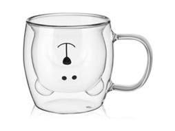 Taza De Oso Doble Vaso Vidrio Aislado Con Asa 250ml Regalo De Cumpleaños Para Mujeres Y Hombres