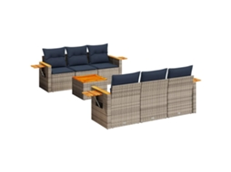 Conjunto de 7 Sofás para Jardim com Almofadões Vime Pe Cinzento MAISON EXCLUSIVE (7 pcs)