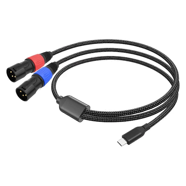 Cabo De Áudio Auxiliar Usb, C Para Xlr Duplo Macho, 300 Cm