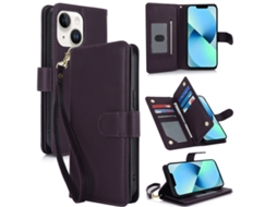 Capa Carteira De Couro Para Iphone 13 - Com Rfid - Para Vários Cartões