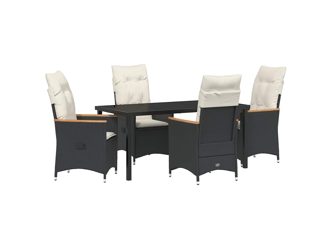 Maison Exclusive - Conjunto De Jantar Para Jardim Com Almofada 5 Pcs Preto Vime Pe