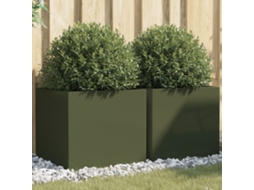 Vidaxl Vasos/floreiras 2 Pcs 49x47x46 Cm Aço Verde Azeitona