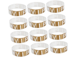 300 pulseiras VIP para eventos e shows, em papel sintético dourado, com design Macio e ajuste confortável para festas.