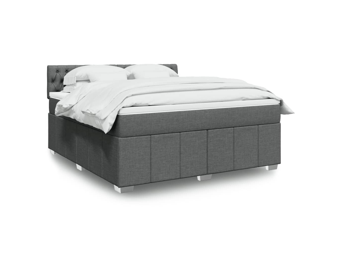 Vidaxl Cama Com Molas/colchão 180x200 Cm Tecido Cinzento-escuro