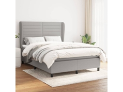 Vidaxl Cama Com Molas/colchão 140x200 Cm Tecido Cinzento-claro