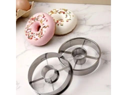 Molde Donut em Aço Inox para Confeitaria, Faça Você Mesmo Cortador de Biscoitos, Confeitaria Prateada Zeuxo