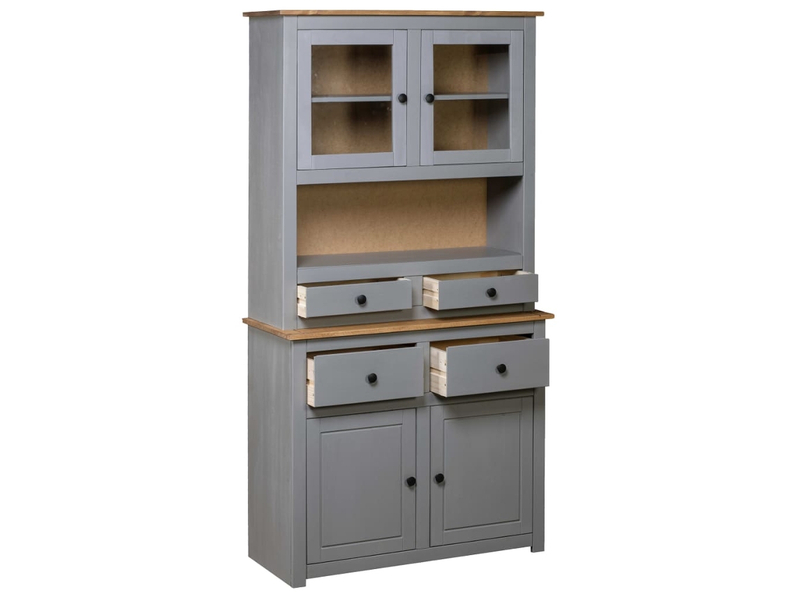 Armário Alto Pinho Maciço Panama Cinzento 93x40,5x180 cm MAISON EXCLUSIVE