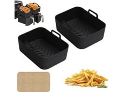 Conjunto De 2 Moldes Silicone Ing Com 100 Folhas Papel Manteiga, 20 X 15 9 Cm. Pode Ser Lavado Na Lava-louças. Acessórios Para Fritadeira A