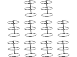 Anel metálico com 3 fios, 30 mm, niquelado, pacote com 10 unidades para encadernar e organizar folhas soltas.