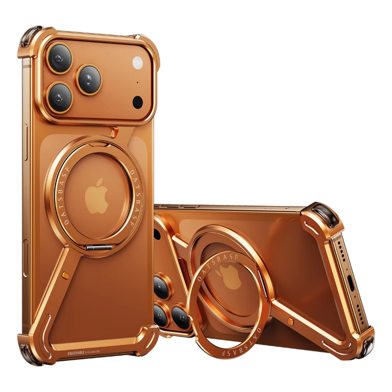 Capa Metálica Magnética Para Iphone Air (laranja), Compatível Com Suporte Magsafe 360°.