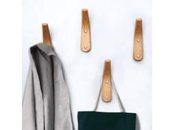 Conjunto De 4 Cabides De Madeira Para Parede, Em Madeira Natural