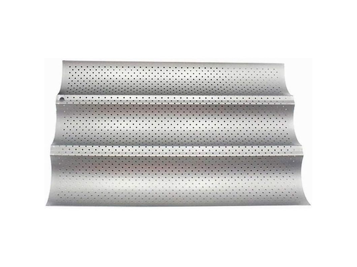 Molde De Pão Baguete Antiaderente 16x10 3 Moldes Aço Carbono Perforado