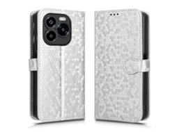 Capa Tipo Carteira Tkdaddy Para Oukitel C65 Pro / C65 Com Estampa De Bolinhas E Couro Sintético, Com Alça De Pulso, Prateada