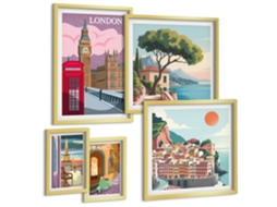 Conjunto De Pinturas Cidades Europeias De Cultura Espelharte (5 Peças)