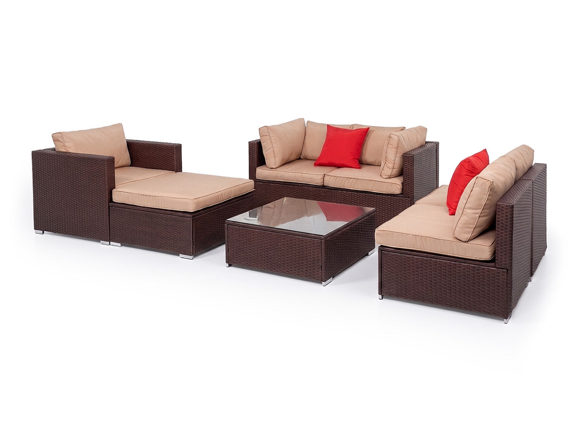 Saldosystocks Conjunto Karl para Área Externa em Rattan Pe 7 Pçs, 256 Cm, Marrom