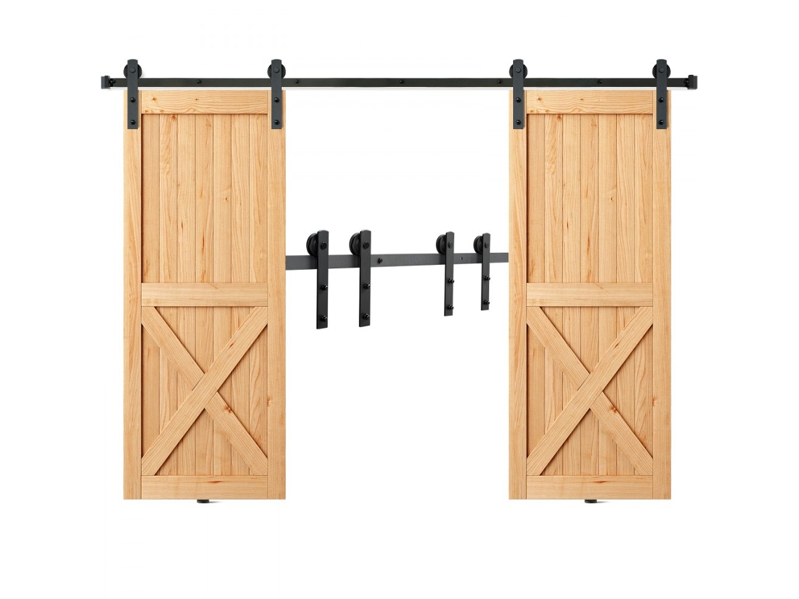 Conjunto De Ferragens E Trilho Para Porta De Correr Em Madeira 244 Cm Tekmaquinas