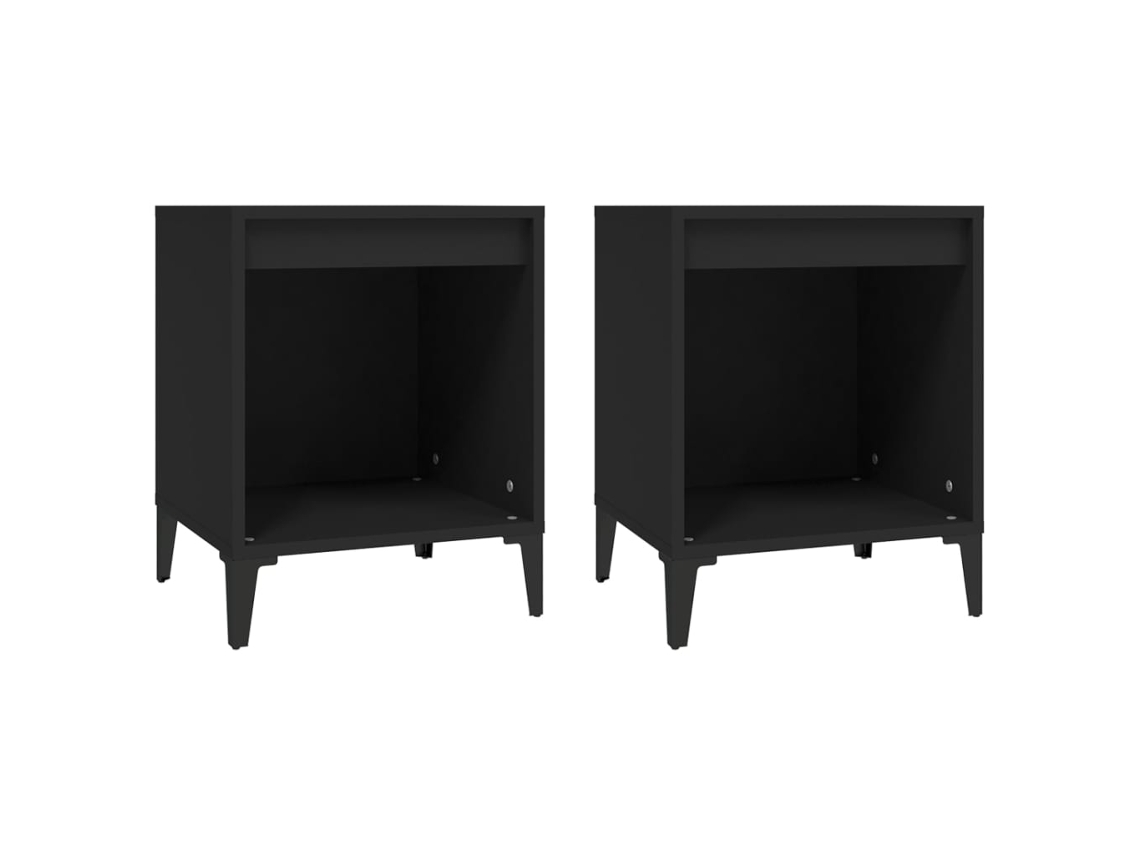 Bedside Cabinet, Bedside Cabinets Vidaxl Preto Madeira Processada (n/a)