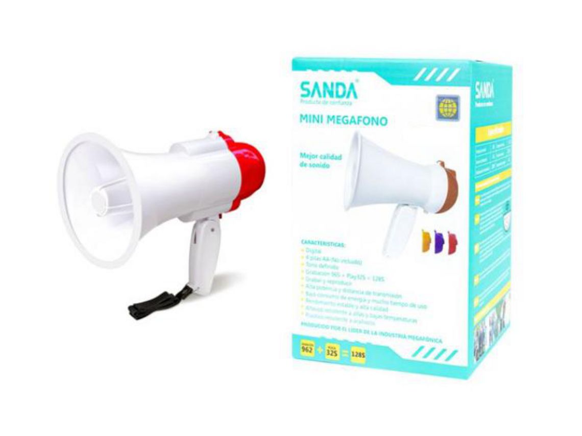 Mini Megafone Portátil SANDA Sd-6588 Branco Bordeaux