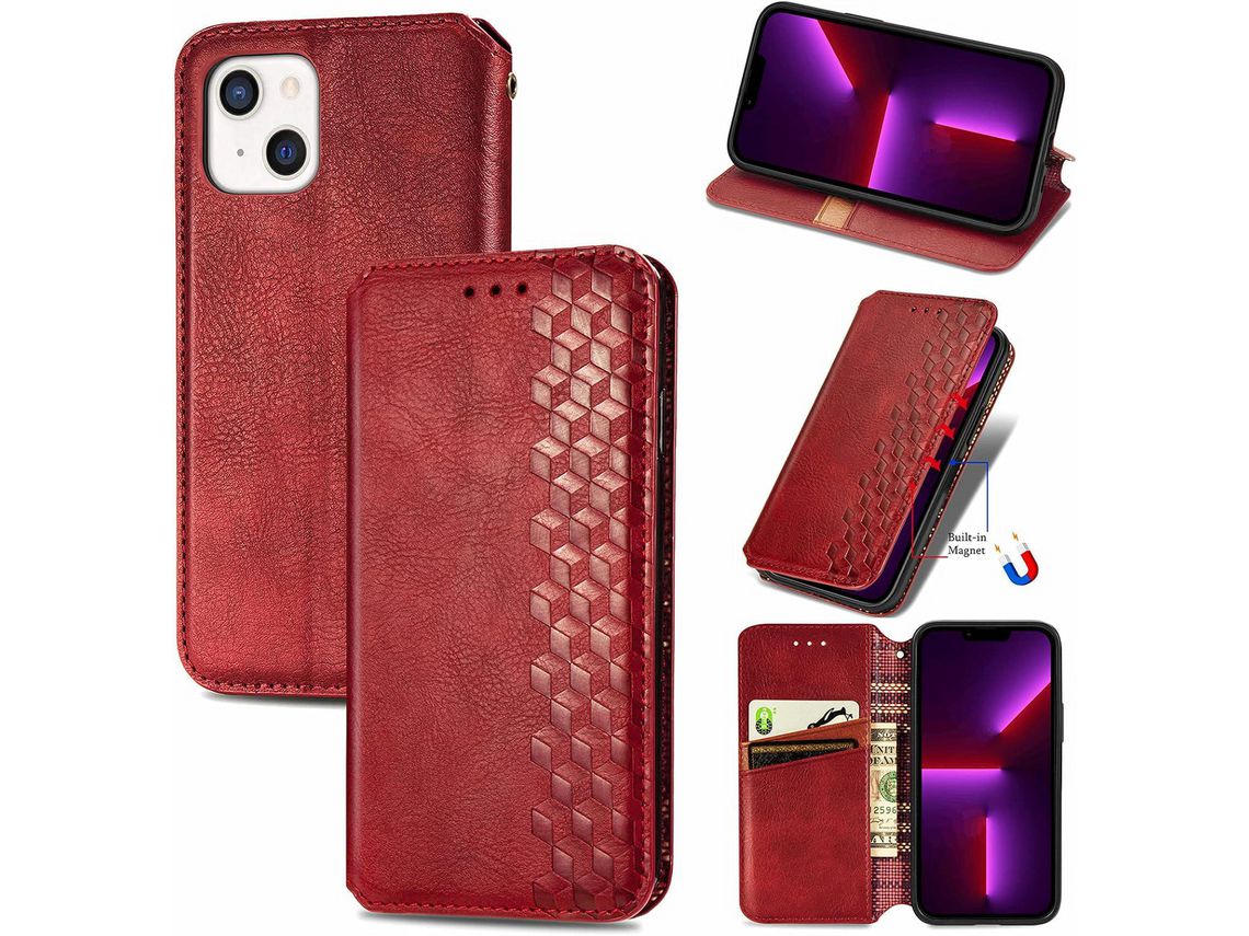 Capa Fólio para iPhone 13 HONGWE. Anti-Choque Magnética com Porta-Cartões Multicor