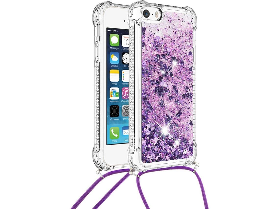 Capa com Cordão para iPhone 5/SE S HONGWE. Textura Macia Anti-Choque