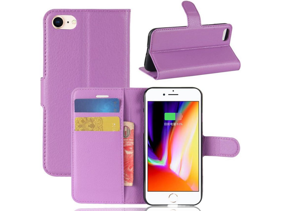 Capa Fólio para iPhone SE HONGWE. Anti-Choque Magnética com Porta-Cartões Castanho