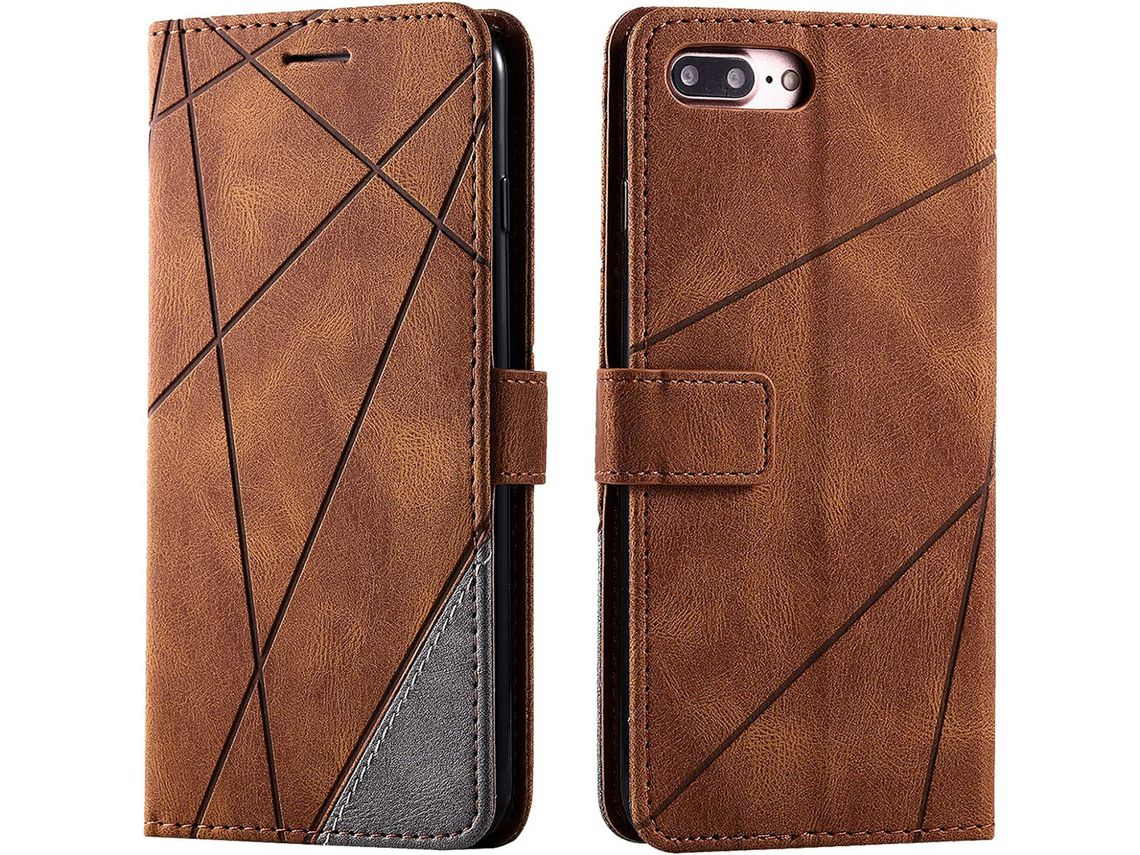 Capa Fólio para iPhone 7 Plus/8 Plus HONGWE. Magnética Castanho