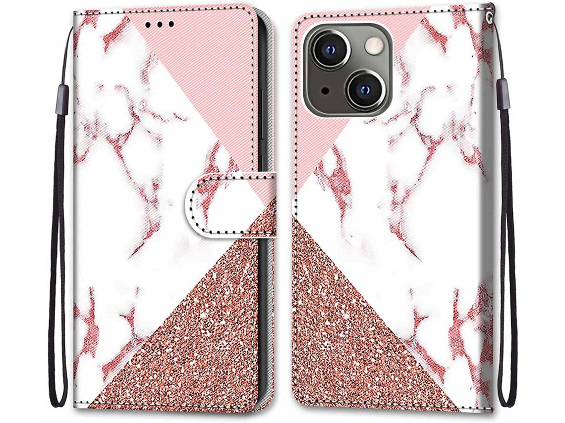 Capa Fólio para iPhone 13/13 Mini HONGWE. Pele Sintética Anti-Choque Multicor
