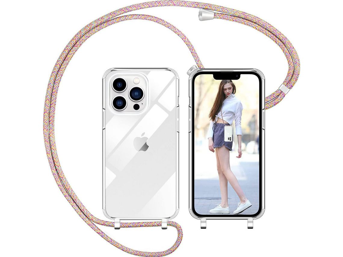Capa com Cordão para iPhone 13 Pro HONGWE. Silicone Textura Macia